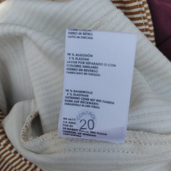 Urban Outfitters BDG Mustard Striped High Waisted Pants with Floral Hem W24 - Picture 4 of 10